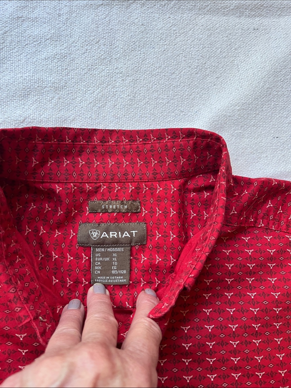 Ariat Red Geometric Stretch Button-Down Shirt